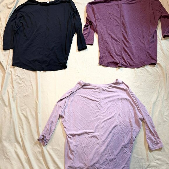 THREE Ophelia Roe Dolman Style 3/4 sleeve tops, SIZE SMALL, 1 black & 2 purple - Picture 8 of 13